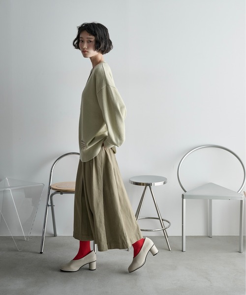 THE YOn（ザヨン）の「ブロックプリーツフレアスカート　デニム/ツイル（スカート・レディース・ライトブルー/グレイッシュベージュ/ブラック/セージグリーン・M/S）」の10枚目の写真