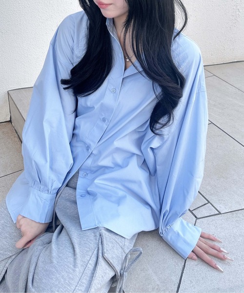 INGNI(イング)の「ストライプビッグシャツ(シャツ/ブラウス・レディース・ホワイト系8/サックスブルー/ブルー系1・M)」の17枚目の写真