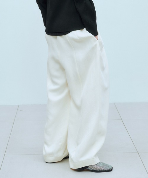 THINGS THAT MATTER(シングス ザット マター)の「ROUND SILHOUETTE PANTS / ラウンド シルエット パンツ(スラックス・レディース・ブラウン/ネイビー/クリーム・1/2)」の10枚目の写真