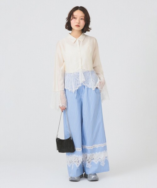 Ray BEAMS（レイビームス）の「レース キリカエ フレア スリーブ シャツ（シャツ/ブラウス・レディース・ホワイト系その他6/サックスブルー・ONE SIZE）」の20枚目の写真