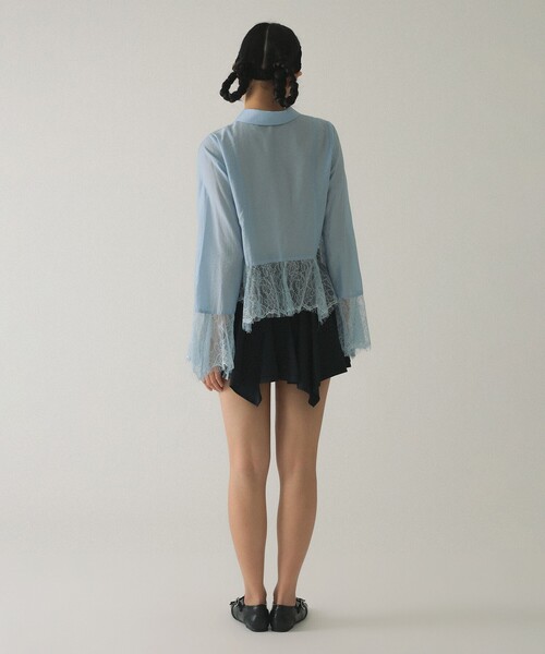 Ray BEAMS（レイビームス）の「レース キリカエ フレア スリーブ シャツ（シャツ/ブラウス・レディース・ホワイト系その他6/サックスブルー・ONE SIZE）」の5枚目の写真