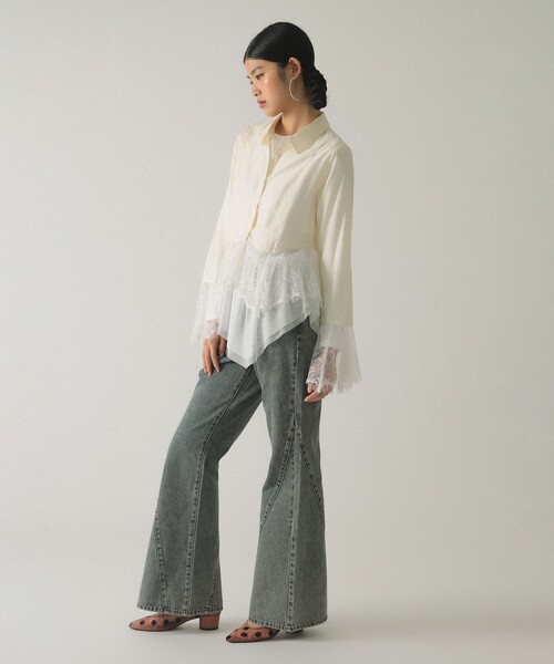 Ray BEAMS（レイビームス）の「レース キリカエ フレア スリーブ シャツ（シャツ/ブラウス・レディース・ホワイト系その他6/サックスブルー・ONE SIZE）」の10枚目の写真