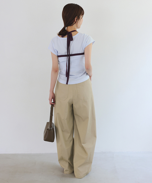 SLOBE IENA(スローブイエナ)の「《接触冷感/WEB限定/追加》ライトチノタックカーブトラウザー(チノパンツ・レディース・ブラック/ベージュ・36/38)」の8枚目の写真