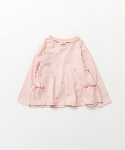 BRANSHES（ブランシェス）の「リボン柄×バックティアード長袖Tシャツ（Tシャツ/カットソー・キッズ・ピンク/ライトグリーン・120/110/100/80/90/130）」の2枚目の写真