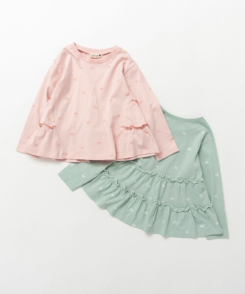 BRANSHES（ブランシェス）の「リボン柄×バックティアード長袖Tシャツ（Tシャツ/カットソー・キッズ・ピンク/ライトグリーン・120/110/100/80/90/130）」の3枚目の写真