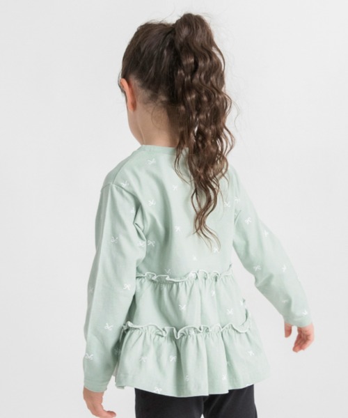 BRANSHES（ブランシェス）の「リボン柄×バックティアード長袖Tシャツ（Tシャツ/カットソー・キッズ・ピンク/ライトグリーン・120/110/100/80/90/130）」の11枚目の写真