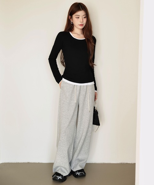 by LEGNA(バイレグナ)の「Uネックリブカットソー長袖タイプ(Tシャツ/カットソー・レディース・ブラック/グレイッシュベージュ/ホワイト/チャコール・SMALL/MEDIUM/LARGE/X-LARGE/XX-LARGE)」の12枚目の写真