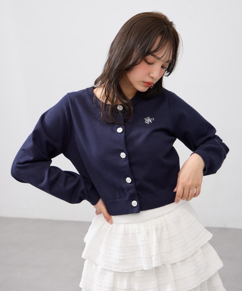 INGNI（イング）の「ビジューボタンニットカーディガン（カーディガン/ボレロ・レディース・ホワイト系その他4/オフホワイト/レッド/ネイビー/イエロー・M）」の3枚目の写真