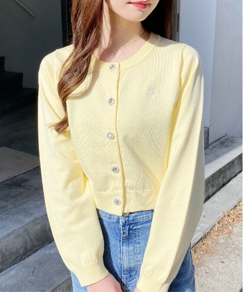 INGNI（イング）の「ビジューボタンニットカーディガン（カーディガン/ボレロ・レディース・ホワイト系その他4/オフホワイト/レッド/ネイビー/イエロー・M）」の4枚目の写真