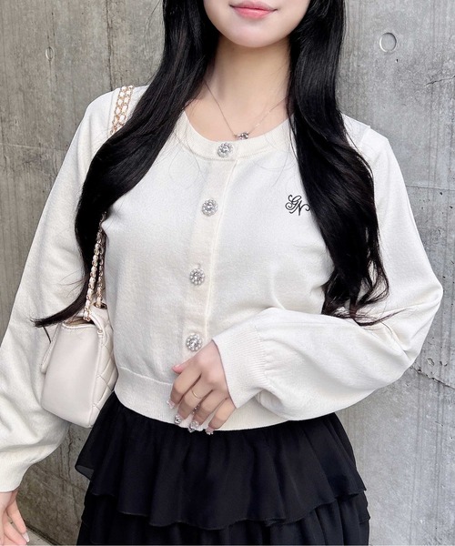 INGNI（イング）の「ビジューボタンニットカーディガン（カーディガン/ボレロ・レディース・ホワイト系その他4/オフホワイト/レッド/ネイビー/イエロー・M）」の9枚目の写真