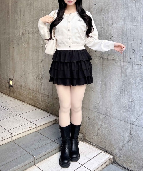 INGNI（イング）の「ビジューボタンニットカーディガン（カーディガン/ボレロ・レディース・ホワイト系その他4/オフホワイト/レッド/ネイビー/イエロー・M）」の12枚目の写真