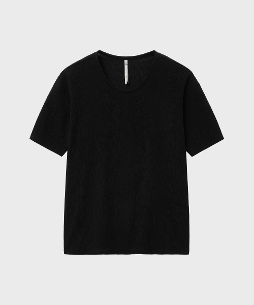 NOIRER(ノイア)の「プリーツセミオーバーフィットハーフTシャツ(ブラック)(Tシャツ/カットソー・メンズ・その他・48/50/52)」の1枚目の写真