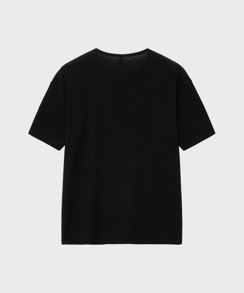 NOIRER(ノイア)の「プリーツセミオーバーフィットハーフTシャツ(ブラック)(Tシャツ/カットソー・メンズ・その他・48/50/52)」の2枚目の写真