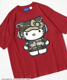 HELLO KITTY EYELET TEE/ハローキティ ストリートビッグプリントTシャツ/カモフラ・レオパード/ピチT・ビッグシルエット