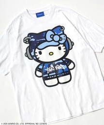 HELLO KITTY EYELET TEE/ハローキティ ストリートビッグプリントTシャツ/カモフラ・レオパード/ピチT・ビッグシルエット