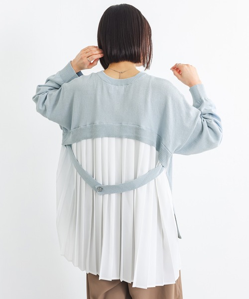 n'OrLABEL(ノアールレーベル)の「異素材バックプリーツVネックニット(ニット/セーター・レディース・ライトブルー/杢グレー/ブラック・FREE)」の19枚目の写真