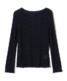 SHIPS Colors:〈手洗い可能〉ストレッチ レース ボートネック トップス◇
