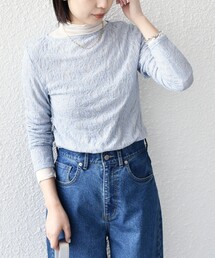 SHIPS Colors:〈手洗い可能〉ストレッチ レース ボートネック トップス◇