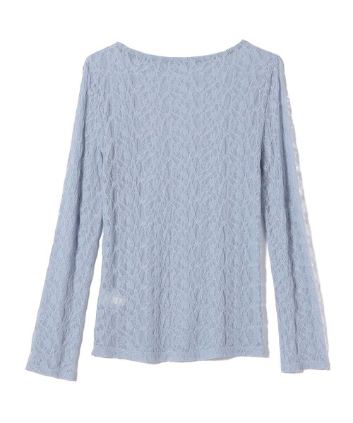 SHIPS Colors（シップス カラーズ）の「SHIPS Colors:〈手洗い可能〉ストレッチ レース ボートネック トップス◇（Tシャツ/カットソー・レディース・ネイビー/ライトブルー/オフホワイト・ONE SIZE）」の6枚目の写真