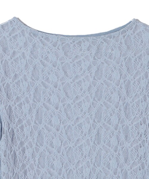 SHIPS Colors（シップス カラーズ）の「SHIPS Colors:〈手洗い可能〉ストレッチ レース ボートネック トップス◇（Tシャツ/カットソー・レディース・ネイビー/ライトブルー/オフホワイト・ONE SIZE）」の7枚目の写真