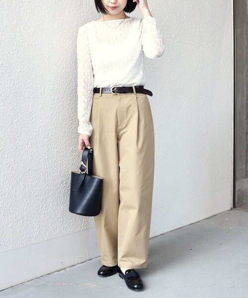SHIPS Colors（シップス カラーズ）の「SHIPS Colors:〈手洗い可能〉ストレッチ レース ボートネック トップス◇（Tシャツ/カットソー・レディース・ネイビー/ライトブルー/オフホワイト・ONE SIZE）」の16枚目の写真
