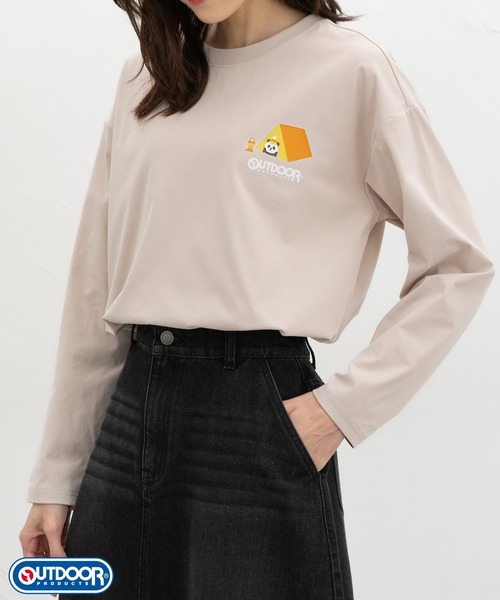 Honeys(ハニーズ)の「【アクティブウェア・速乾ドライ・UVカット】OUTDOOR PRODUCTS/長袖Tシャツ(Tシャツ/カットソー・レディース・ネイビー/オフホワイト/スミクロ/ピンク/ベージュ・S/M/LL/L)」の3枚目の写真