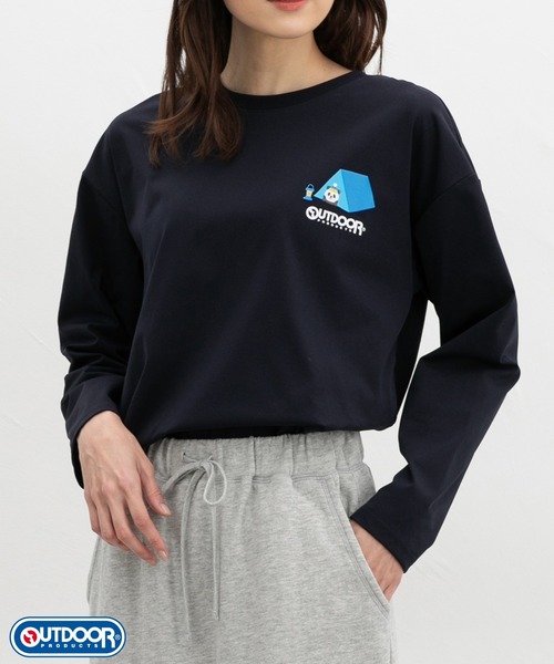 Honeys(ハニーズ)の「【アクティブウェア・速乾ドライ・UVカット】OUTDOOR PRODUCTS/長袖Tシャツ(Tシャツ/カットソー・レディース・ネイビー/オフホワイト/スミクロ/ピンク/ベージュ・S/M/LL/L)」の4枚目の写真