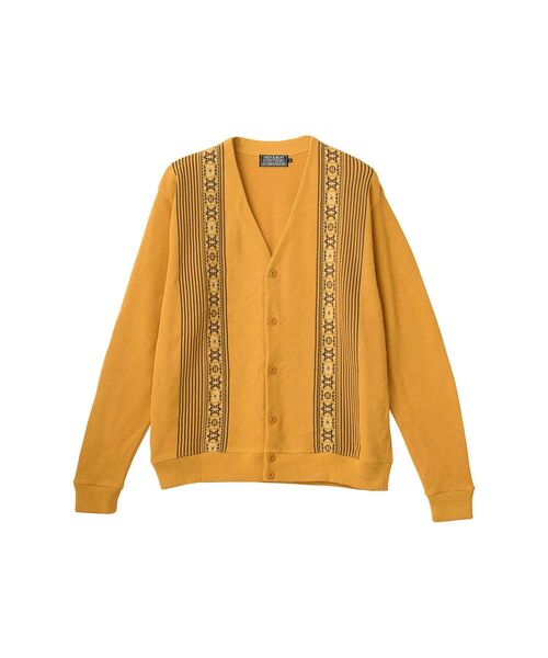 HYSTERIC GLAMOUR(ヒステリックグラマー)の「ストライプジャカード カーディガン(カーディガン/ボレロ・メンズ・ブラック/グリーン/イエロー・SMALL/MEDIUM/LARGE/X-LARGE)」の1枚目の写真