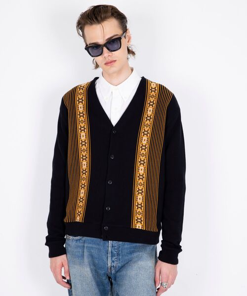 HYSTERIC GLAMOUR（ヒステリックグラマー）の「ストライプジャカード カーディガン（カーディガン/ボレロ・メンズ・ブラック/グリーン/イエロー・SMALL/MEDIUM/LARGE/X-LARGE）」の7枚目の写真