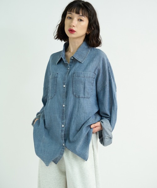 A.D.C.L.（エーディーシーエル）の「シアーデニム オーバーサイズ シャツ（シャツ/ブラウス・レディース・ライトブルー/ブルー・L/M）」の10枚目の写真