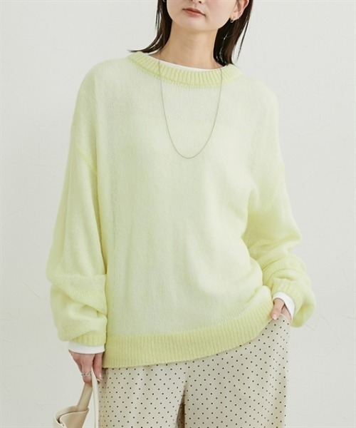 nissen（ニッセン）の「ウール混モヘア透かし編みニット（ニット/セーター・レディース・ピンク/オフホワイト/ネイビー/イエロー/ブラウン・FREE）」の4枚目の写真