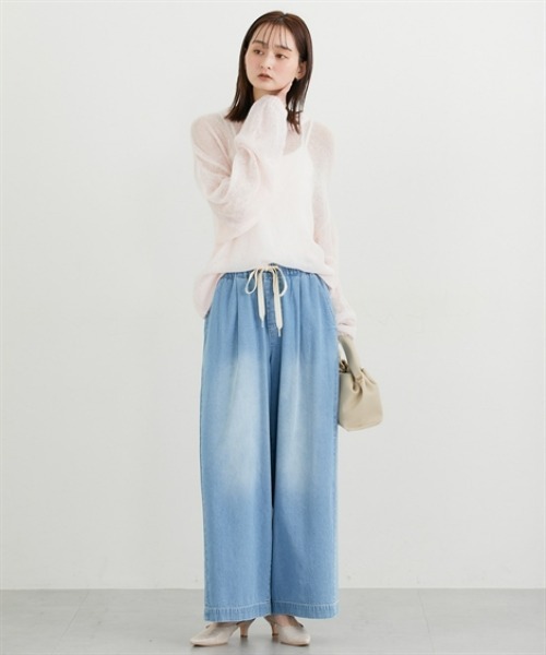 nissen（ニッセン）の「ウール混モヘア透かし編みニット（ニット/セーター・レディース・ピンク/オフホワイト/ネイビー/イエロー/ブラウン・FREE）」の9枚目の写真