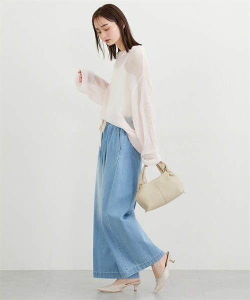 nissen（ニッセン）の「ウール混モヘア透かし編みニット（ニット/セーター・レディース・ピンク/オフホワイト/ネイビー/イエロー/ブラウン・FREE）」の10枚目の写真