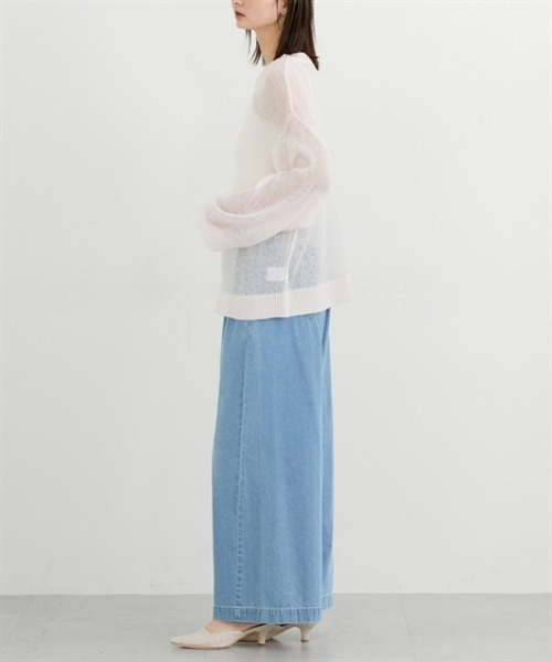 nissen（ニッセン）の「ウール混モヘア透かし編みニット（ニット/セーター・レディース・ピンク/オフホワイト/ネイビー/イエロー/ブラウン・FREE）」の11枚目の写真