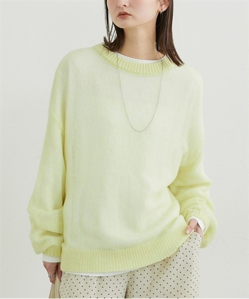 nissen（ニッセン）の「ウール混モヘア透かし編みニット（ニット/セーター・レディース・ピンク/オフホワイト/ネイビー/イエロー/ブラウン・FREE）」の14枚目の写真