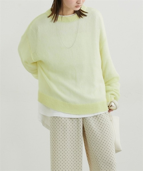 nissen（ニッセン）の「ウール混モヘア透かし編みニット（ニット/セーター・レディース・ピンク/オフホワイト/ネイビー/イエロー/ブラウン・FREE）」の15枚目の写真