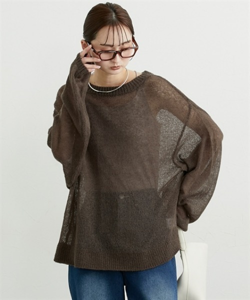 nissen（ニッセン）の「ウール混モヘア透かし編みニット（ニット/セーター・レディース・ピンク/オフホワイト/ネイビー/イエロー/ブラウン・FREE）」の18枚目の写真