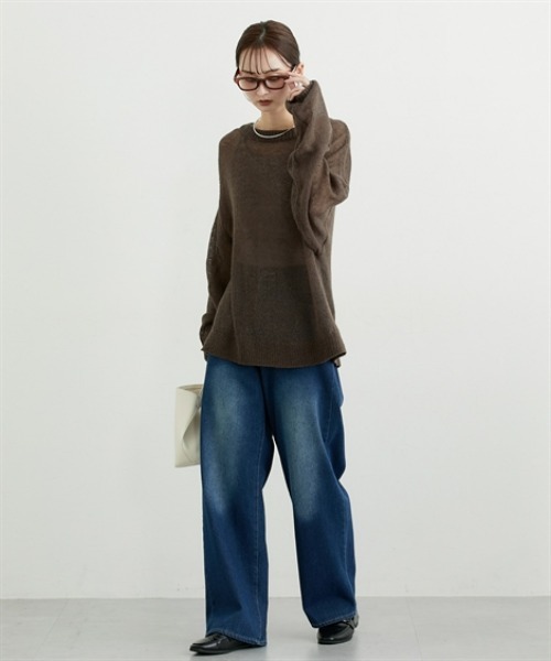 nissen（ニッセン）の「ウール混モヘア透かし編みニット（ニット/セーター・レディース・ピンク/オフホワイト/ネイビー/イエロー/ブラウン・FREE）」の20枚目の写真