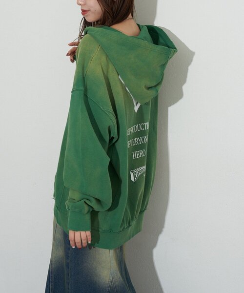 RePRODUCTION LABEL（リプロダクションレーベル）の「【RePRODUCTION LABEL / リプロダクションレーベル】スキッパーフーディースウェット（パーカー・レディース・グレー/グリーン・FREE）」の14枚目の写真