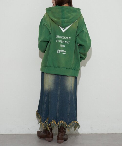 RePRODUCTION LABEL（リプロダクションレーベル）の「【RePRODUCTION LABEL / リプロダクションレーベル】スキッパーフーディースウェット（パーカー・レディース・グレー/グリーン・FREE）」の9枚目の写真