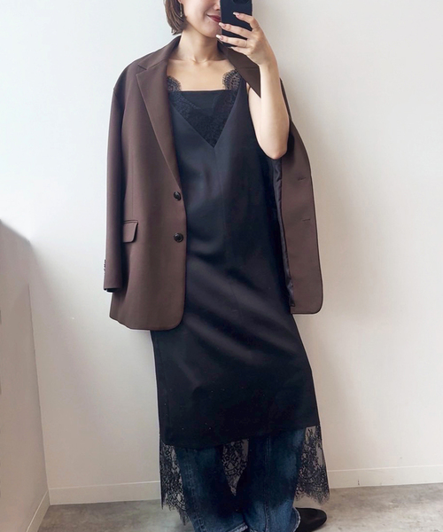 SLOBE IENA（スローブイエナ）の「《WEB限定/追加2》レースサテンワンピース（ワンピース・レディース・ブラック・FREE）」の10枚目の写真