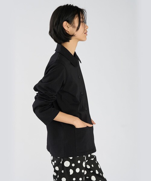 agnes b.(アニエスベー)の「コットン ジャージー 長袖 ジャケット "Mandarin"(テーラードジャケット・レディース・ブラック・3/2/1)」の3枚目の写真