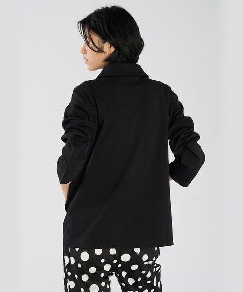 agnes b.(アニエスベー)の「コットン ジャージー 長袖 ジャケット "Mandarin"(テーラードジャケット・レディース・ブラック・3/2/1)」の4枚目の写真