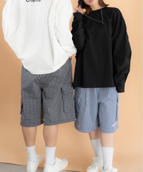 bbO】チェック柄2WAYカーゴポケットパンツ（カーゴパンツ）｜bashful