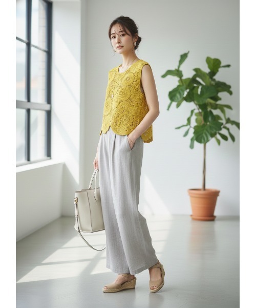 Belta attrice(ベルタアトリーチェ)の「【秋も活躍!】かぎ編み風 ベスト ノースリーブ 花柄スカラップ クロシェ編み レイヤード(ベスト・レディース・エメラルド/イエロー/ホワイト・FREE)」の17枚目の写真
