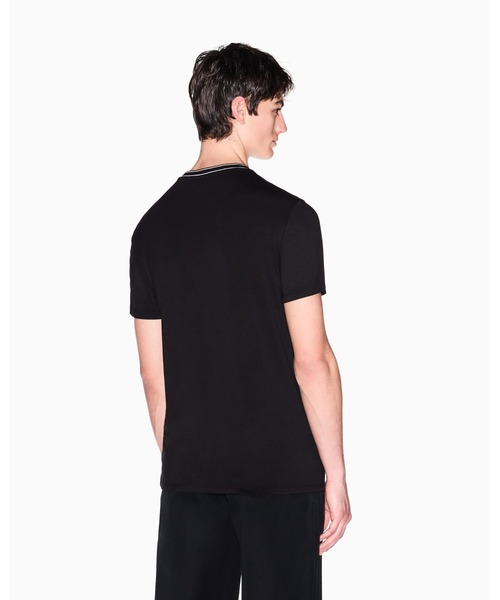 ARMANI EXCHANGE（アルマーニエクスチェンジ）の「【A|X アルマーニ エクスチェンジ】AXロゴ ストレッチヴィスコス 半袖クルーネックTシャツ/SLIM（Tシャツ/カットソー・メンズ・オフホワイト/ブラック・XX-LARGE/X-SMALL/X-LARGE/SMALL/MEDIUM/LARGE）」の3枚目の写真
