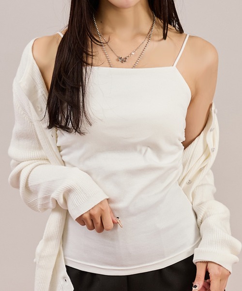 apres jour mignon(アプレジュールミニョン)の「カップ付きサイドギャザーキャミ(キャミソール・レディース・ホワイト/ブラック・SMALL/LARGE/MEDIUM)」の3枚目の写真