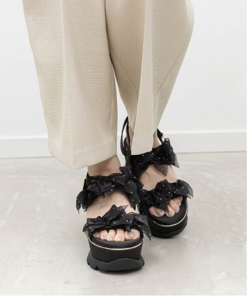 RANDA（ランダ）の「シアーミニリボンウェッジスポーツサンダル（サンダル・レディース・ピンク/アイボリー/ブラック・S/L/M/LL）」の10枚目の写真