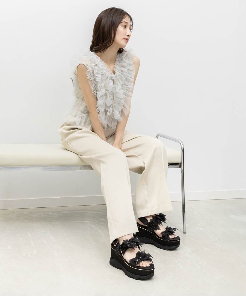 RANDA（ランダ）の「シアーミニリボンウェッジスポーツサンダル（サンダル・レディース・ピンク/アイボリー/ブラック・S/L/M/LL）」の11枚目の写真