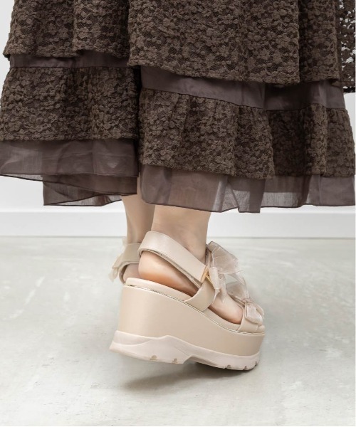 RANDA（ランダ）の「シアーミニリボンウェッジスポーツサンダル（サンダル・レディース・ピンク/アイボリー/ブラック・S/L/M/LL）」の16枚目の写真